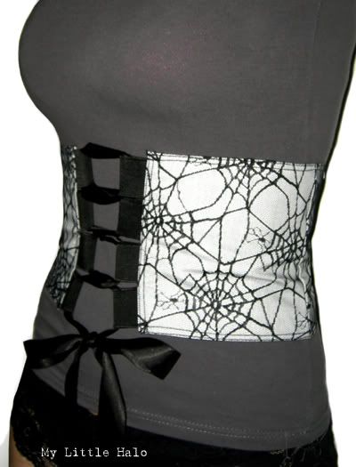 black and white gothic web lace corset belt