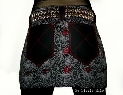 black and white spider web mini skirt