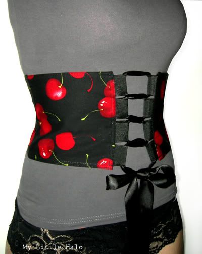 cherry print corset belt