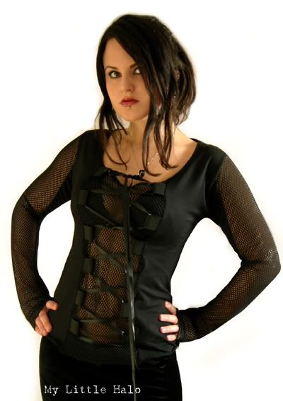 gothic black fishnet long sleeved top