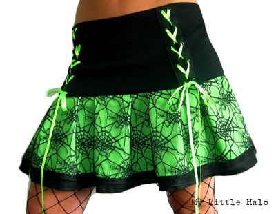 green and black spider web skirt