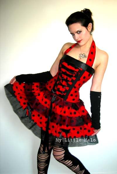 red and black ladybird corset dress