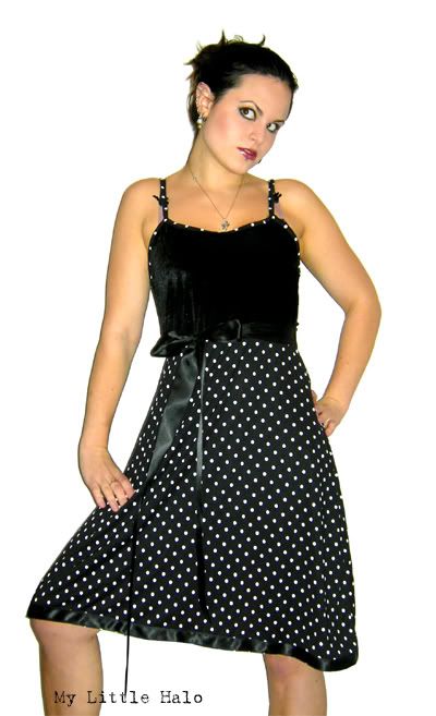 black and white polka dot strappy dress