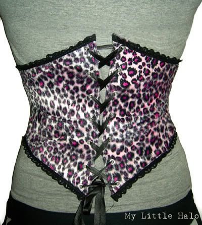 pink leopard print underbust corset