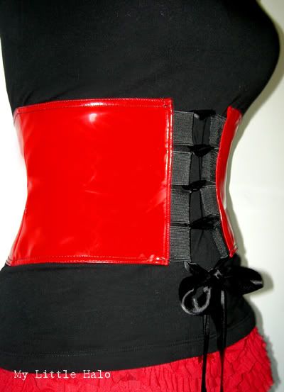 red pvc corset belt
