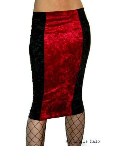 red velvet lace up skirt