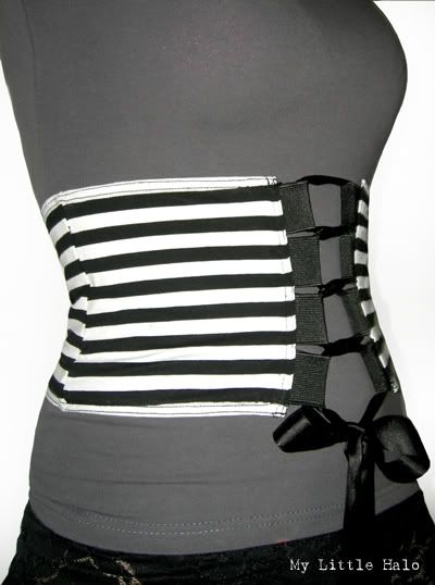 black and white stripes corset belt