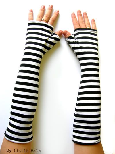black and white stripe armwarmer sleeves