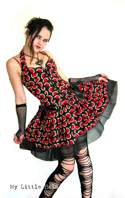 watermelon print tutu gothic dress