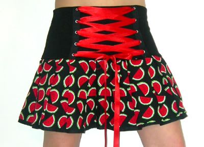 red and black watermelons print punky rah rah skirt