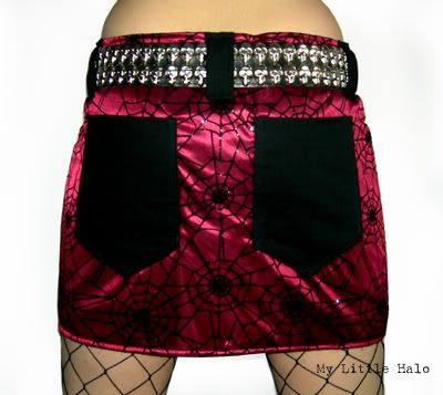 wine glitter spider web mini skirt