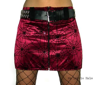 wine glitter spider web mini skirt