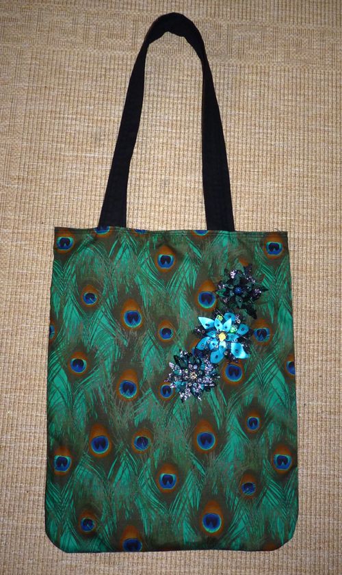 peacock feather tote bag