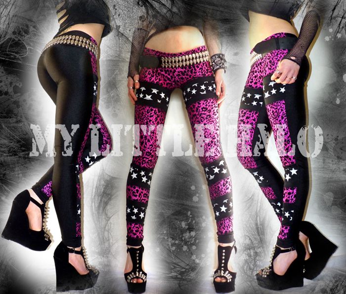 Pink leopard print and stars glam leggings