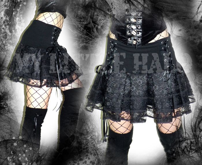 Black Gothic Lace Mini Skirt