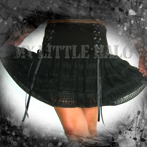 Black gothic lace mini skirt