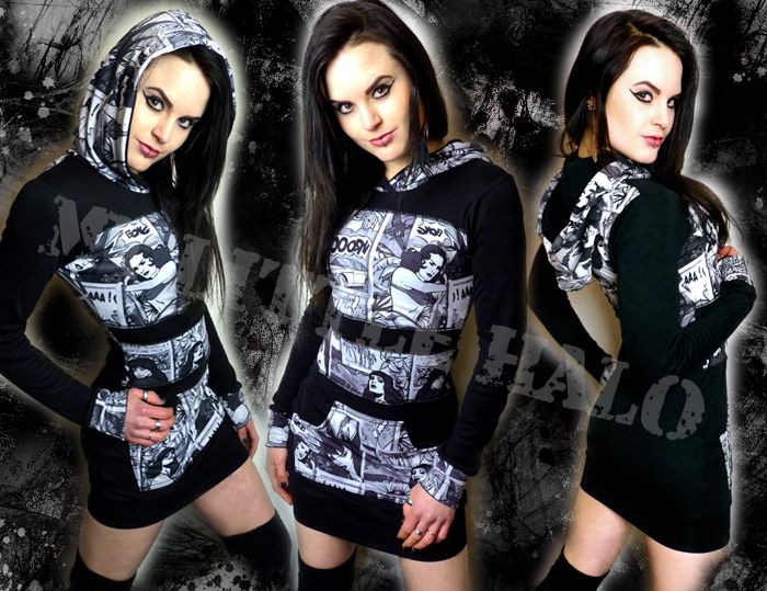 comic strip cartoon print hoodie dress