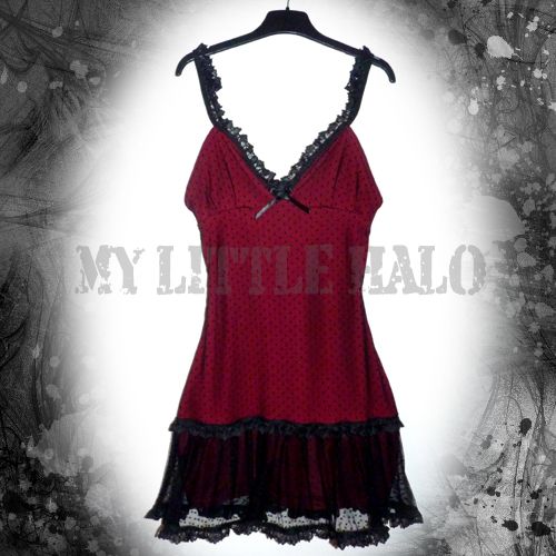 red & black polka dot lace dress