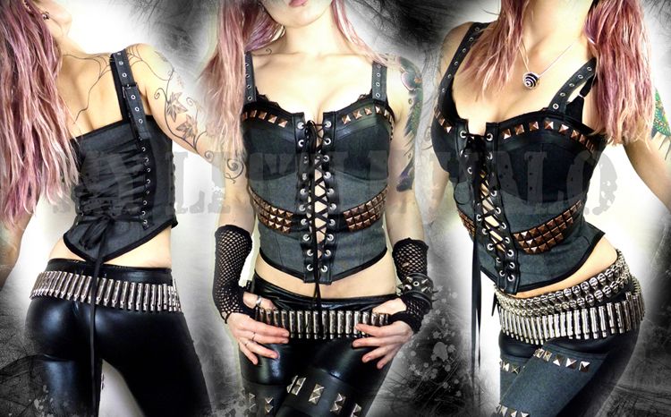 Denim Glam Rock Studded Bustier