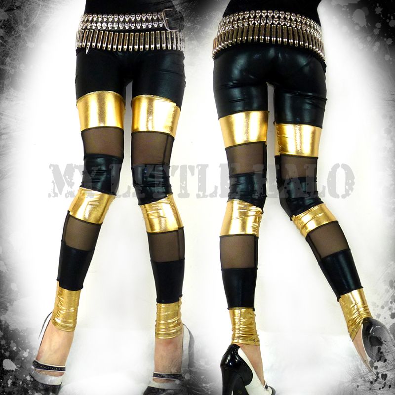 Black & gold metallic leggings