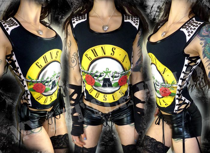 Guns N' Roses Studded Lace up Vest