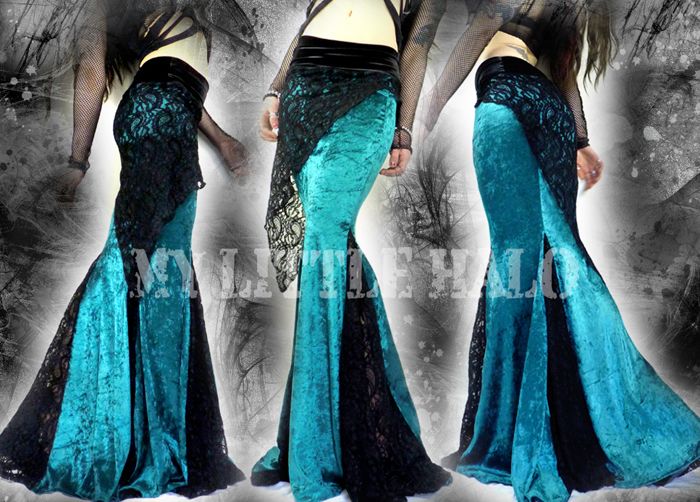 gothic mermaid velvet fishtail skirt
