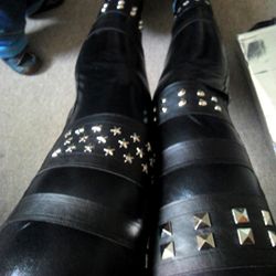 Custom Black Rocker Chick Studded Leggings
