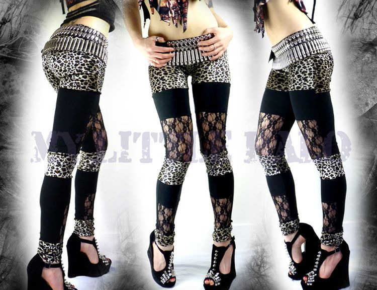 leopard print & lace punk rocker leggings