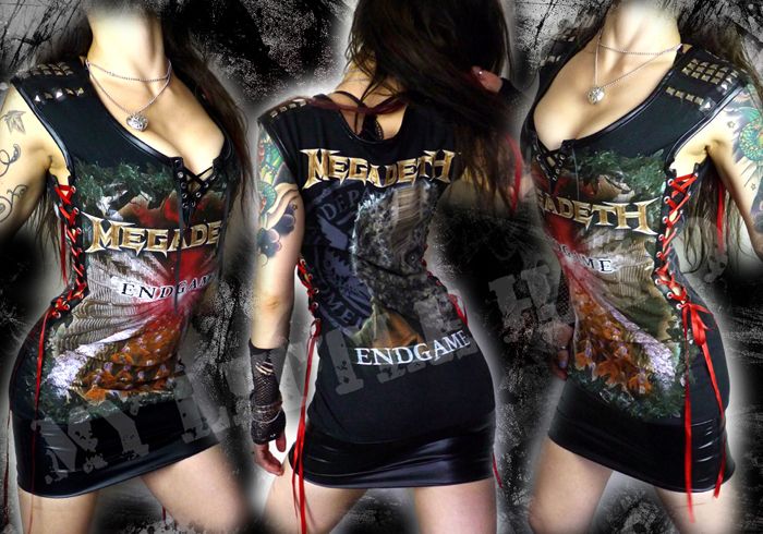 Megadeth Studded Lace up Rocker Chick Mini dress