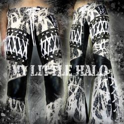 Mens Flared Studded Lace up Glam Rock Trousers