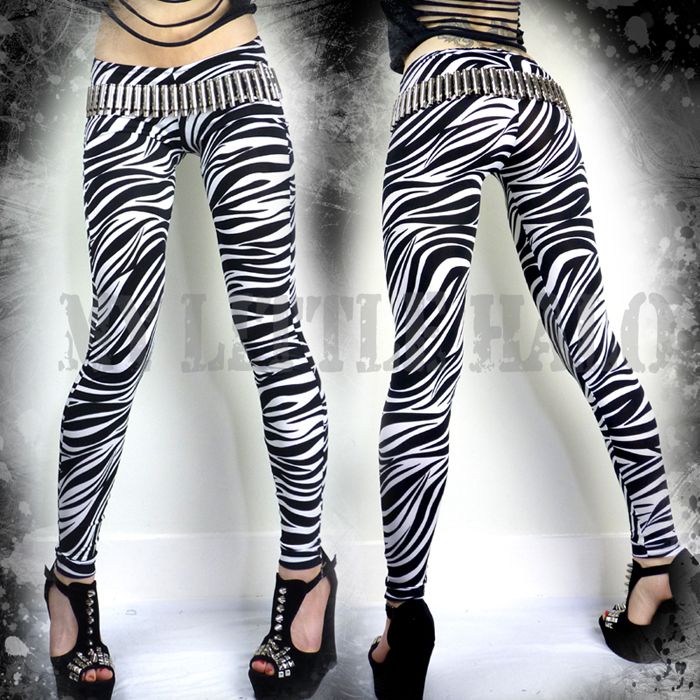 Black and white zebra print legggings