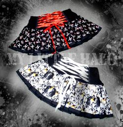 Penguin Print and Skulls Print Mini Skirts