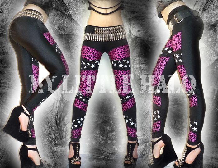 Pink leopard print and stars one of a kind leggings