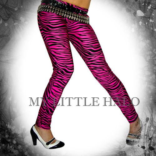 black and pink zebra print leggings