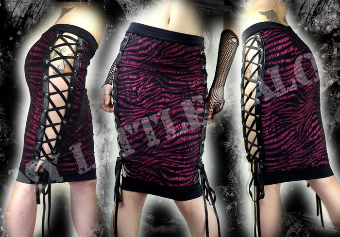 Sexy Pink Zebra Print Open Lace Up Pencil Skirt