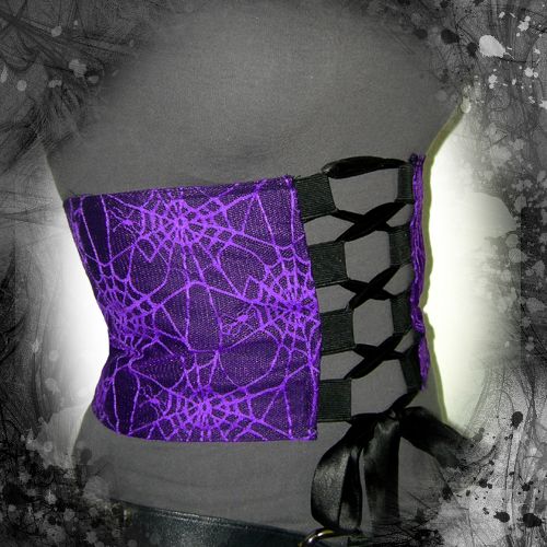 gothic spider web purple corset belt