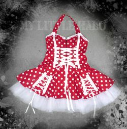 Custom Red Polka Dot Corset Dress