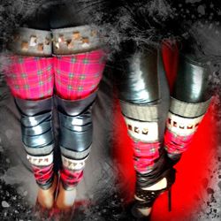 Tartan Studded Wet Look Leggings