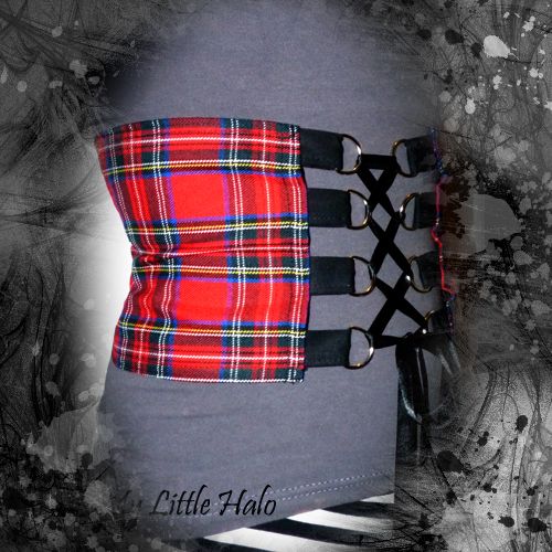 gothic, punk emo tartan lace up corset belt
