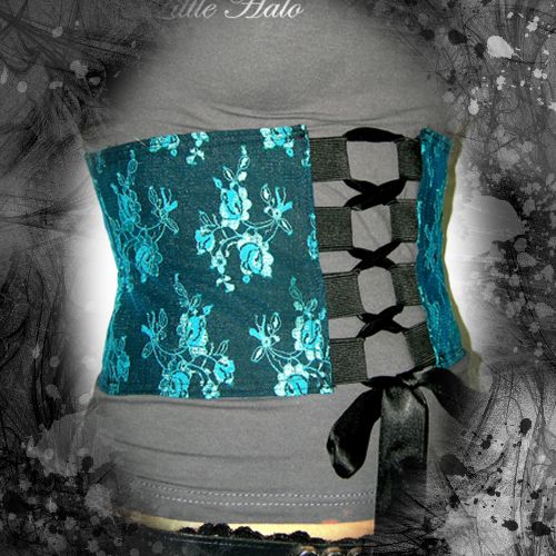 jade floral gothic lace up corset belt