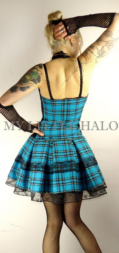 Site Blogspot  Corset Dresses on Punk  Emo  Gothic Turquoise Tartan Corset Dress