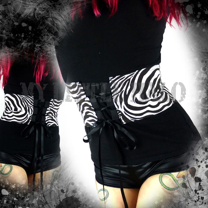 zebra print lace up corset belt