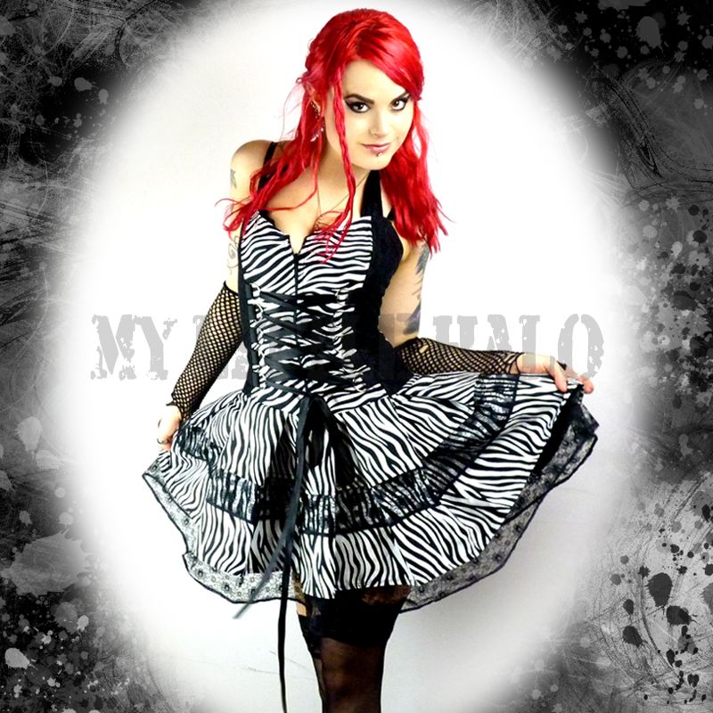 black and white zebra print corset dress