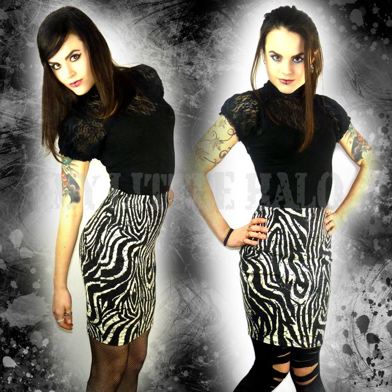 cheap zebra print high waist skirt