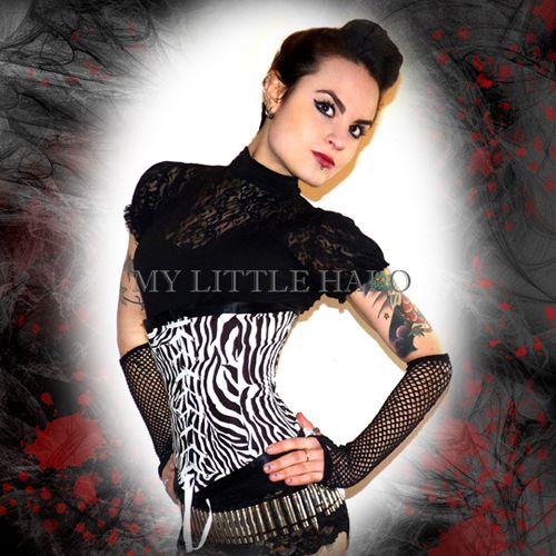 black and white zebra print underbust corset