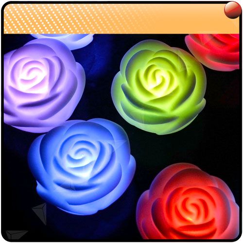 12 Pcs 7 Colors Changed Floating LED Rose Romantic Tea Light Candles