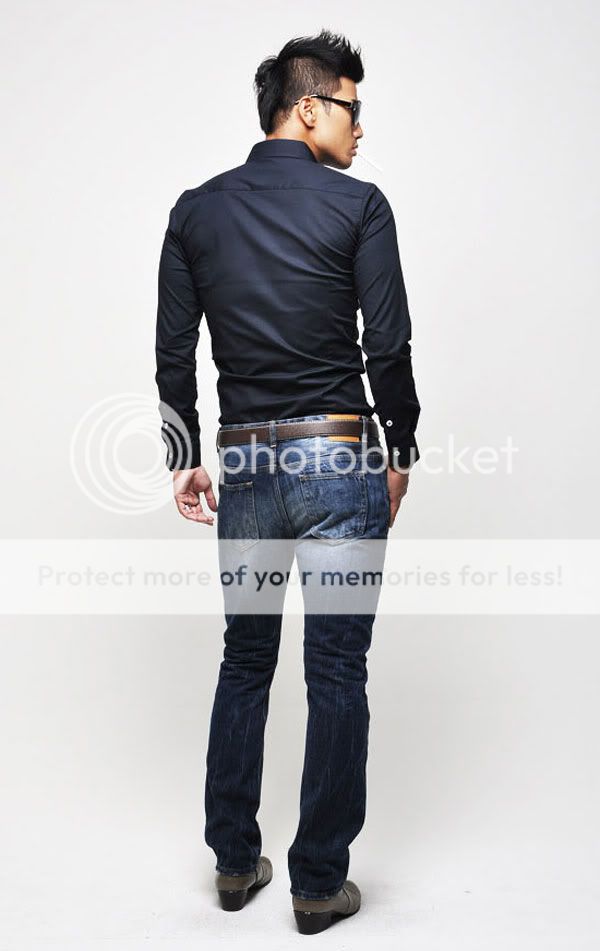 Mens Fashion Casual Cotton Shirt Long Sleeved Slim 3 Color 4 Size 