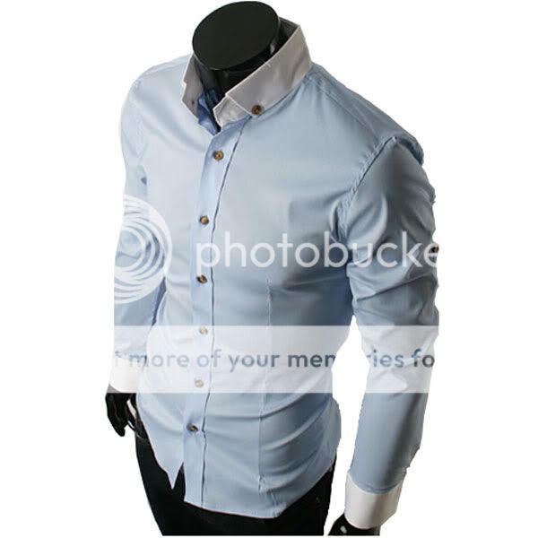 Mens Long Adjustable Sleeve Shirt Unique Collar 3 Color 4 Size 