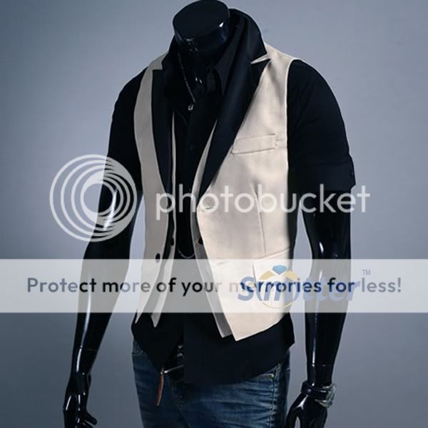 Pattern New Mens Casual Fit Sleeveless Coat Vest Khaki Black