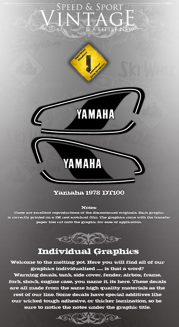 YAMAHA 1979 GT80 TANK DECALS GRAPHICS LIKE NOS